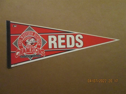 MLB Cincinnati Reds Vintage Circa 1990 Western Division Champions Logo Pennant Cover