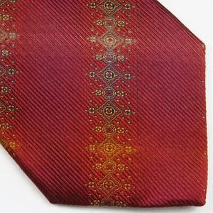 La Vita di Moda Mens Neck Tie Geometric Striped Red Colorful 59"x4" Made Italy  - Picture 1 of 6