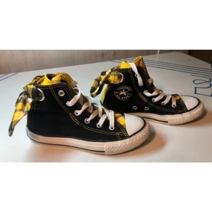 Sneakers alte Converse All Star Juniors nere gialle tartan plaid Steelers13�� - Foto 1 di 9