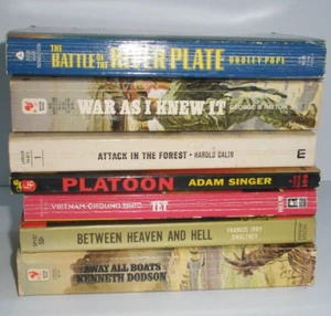 Lot 7 Wartime Military War PB Books Patton Battle River Plate Platoon Tet + - Imagen 1 de 9