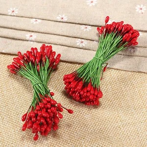 100Pcs Artificial Double Tip Flower Stamens for Wedding Cake Party DIY Craft - Picture 1 of 10