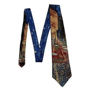 Museum Gallery All Silk Necktie Cafe Terrasse da la place Vincent Van Gogh 1888 - Picture 1 of 6