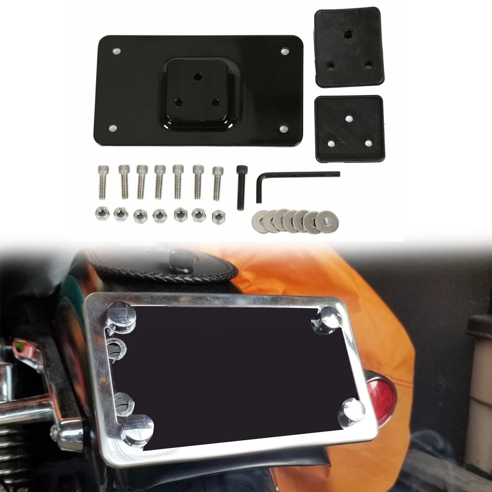 Kit de soporte de montaje de matrícula de 3 orificios para Harley Davidson Dyna Softail Foto 1 de 4