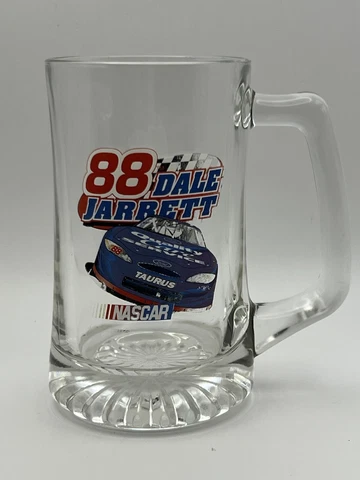 VTG Dale Jarrett #88 Beer Mug Stein Glass Nascar Ford Racing Car 6” Cover