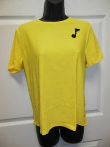 Boys Mens Dance T shirt pullover yellow stretch music note costume short sleeve - Picture 1 of 5