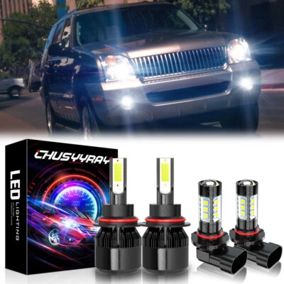 For Mercury Mountaineer 2002-2006 4pcs 9007 + 9145 LED Headlight Fog Light kit — 第 1/4 张图片