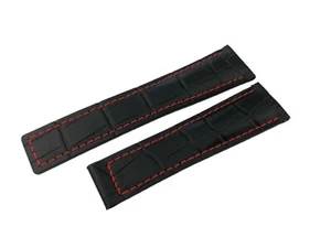 Correa de cuero genuino negro/rojo para reloj Tag Heuer 19 20 22 mm cierre de hebilla - Imagen 1 de 7