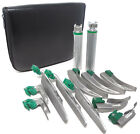 Laryngoscope Set 12PCS Intubation Blades + 2 Handles Fiber-Optic Kit