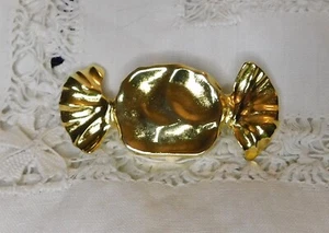 Vintage Brushed Gold Wrapped Candy Brooch - Picture 1 of 2