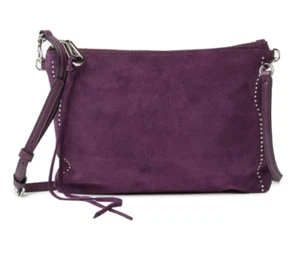 Borsa a tracolla Rebecca Minkoff Jon in camoscio con borchie viola nuova con etichette $148! - Foto 1 di 10