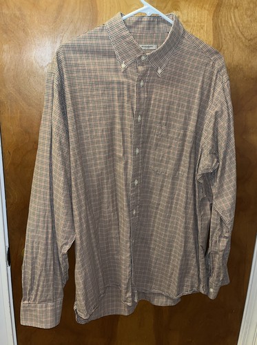 Camicia elegante vintage Burberry of London uomo XL marrone arancione a quadri 100% cotone