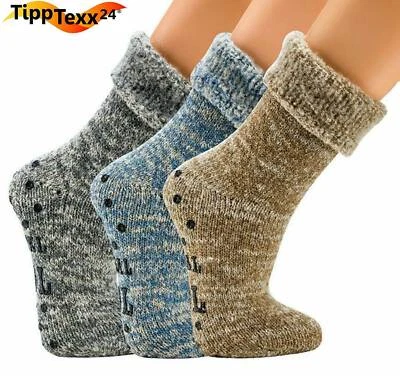 TIPPTEXX 24 2 Paar ABS Thermo-Wollsocken Anti-Loch-Garantie warme Stoppersocken 63% Wolle