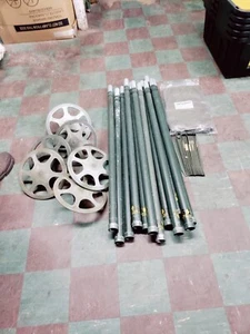 Set Of 12 Aluminum Camouflage Net Support Poles , 6 Pole Tops , Stakes And Bag - Picture 1 of 24