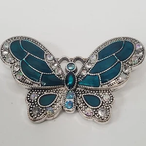 Emaillierte Schmetterling Strass Brosche Schmetterling türkis Jaclyn Smith, 2,25" - Bild 1 von 6