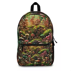 Bag Backpack School Bookbag Mushroom Forest Moss Nature Art Magic Hippie Fungi - Picture 1 of 6