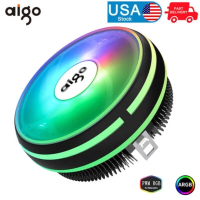 Aigo CPU Cooler 120mm PWM Fan RGB 12V 4Pin RGB Air CPU Cooling Computer Quiet PC - Image 1 of 4