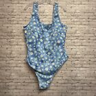 Women's Size 4XL Blue Floral Tie Dye One Piece Swimsuit
