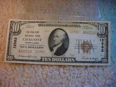 1929 $10 THE CHALFONT NATIONAL BANK OF CHALFONT PA NOTE!!!   #80 - Image 1 of 4