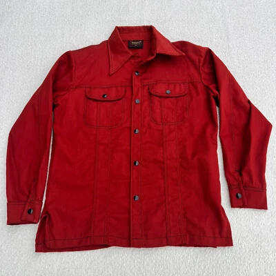 Vintage Haband Jacket Adult M  Medium Snap Rust Contrast Stitch Over Shirt USA - Image 1 of 4