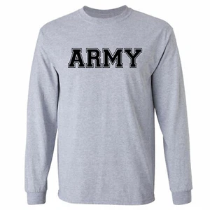 Camiseta Athletic ARMY Manga Larga en Gris - Adulto Pequeña a 5X-Grande - Imagen 1 de 2