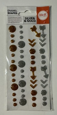 We R Memory Keepers Self Adhesive Enamel Shapes-Little Ones, Silver & Gold - Image 1 of 3