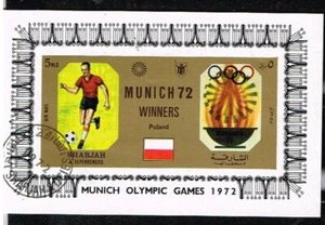 Sharjah Soccer Munich 72 Poland winner Souvenir Sheet 1972 A-3 - Picture 1 of 1