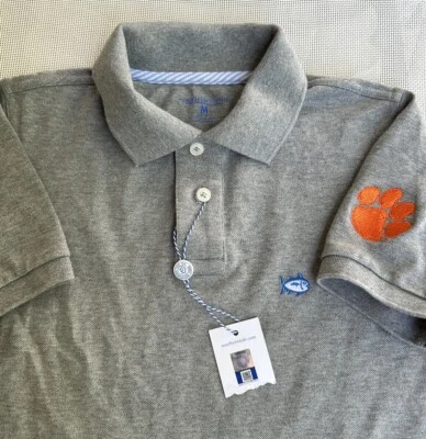 NWT Clemson Tigers Polo Shirt Boys M Southern Tide Gray - Image 1 of 4
