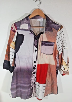 Camisa para mujer Adore S manga corta con botones - estampado abstracto de retazos Foto 1 de 4
