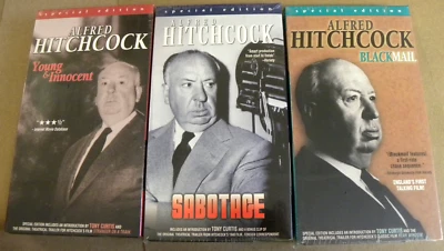 Laser Light 3 Alfred Hitchcock Movies VHS Sealed Blackmail SABOTAGE Young Innoce - Image 1 of 4