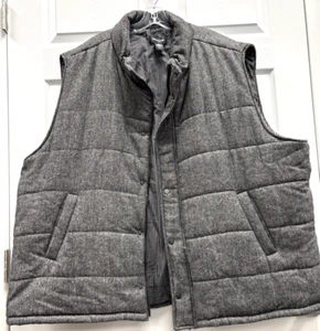 Claiborne Puffer Vest Men’s 4X Full Zip Button Gray Quilted Mock Neck - Picture 1 of 7