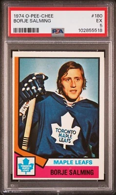 1974-75 O-Pee-Chee Borje Salming Rookie RC #180 PSA 5 EX - Image 1 of 2