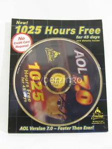 AOL Version 7.0 Install CD 1025 Hours Free Factory Sealed Vintage 2001 - Imagen 1 de 3
