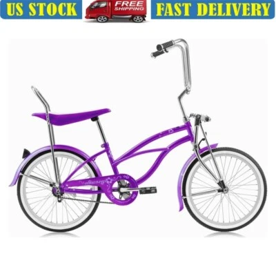Bicicleta Lowrider Beach Cruiser de 20 pulgadas para niños freno de montaña asiento banana de una sola velocidad Foto 1 de 2