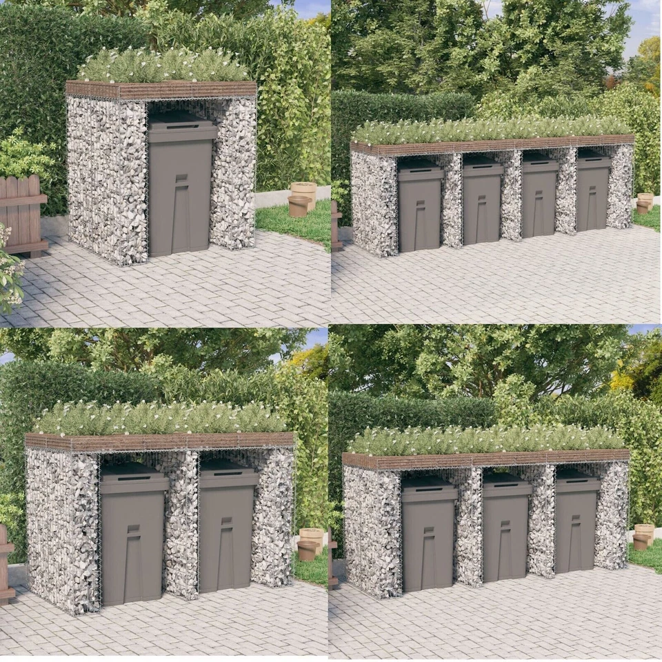 Gabionen-Mülltonnenbox Gabionenkorb 1/2/3/4 Mülleimerbox Mülltonnenverkleidung - Bild 1 von 1