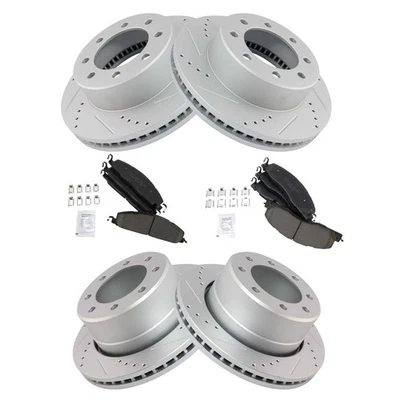 Front & Rear Performance Drilled & Slotted Brake Rotor & Posi Ceramic Pad Set - Image 1 of 4