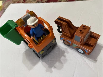 LEGO Duplo Orange Garbage Recycling Truck - From Set #5637 and tow truck - Image 1 of 4