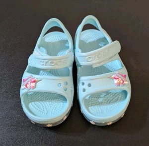 Crocs Ice Blue Girls' Crocs Fun Lab Unicorn Charm Sandal Shoes Toddler Size 6 - Picture 1 of 8