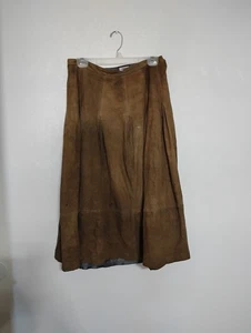 Vintage Wildleder Leder braun Maxirock Toffs SIEHE Fotos für Maße - Bild 1 von 10