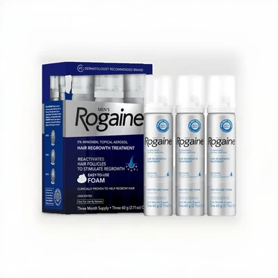 Men's ROGAINE 5% Minoxidil Unscented Foam Hair Regrowth Treatment Pack of 3 - Image 1 of 3