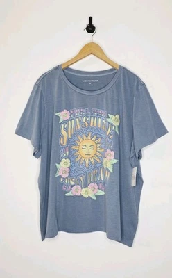 Lucky Brand Feel The Sunshine Embroidered Cotton Graphic T-Shirt Women's Size 3X - Image 1 of 4