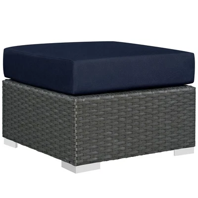 Sojourn Outdoor Patio Sunbrella Ottoman - Canvas Navy - Image 1 of 4
