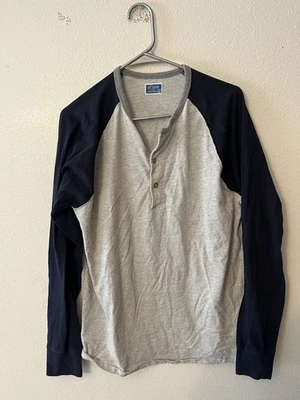 Мужская футболка J.Crew размер Large хлопок Henley с длинным рукавом серая - Изображение 1 из 4