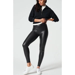 SPANX Faux Leather Leggings Black High Waist Women's Size Large - Bild 1 von 8