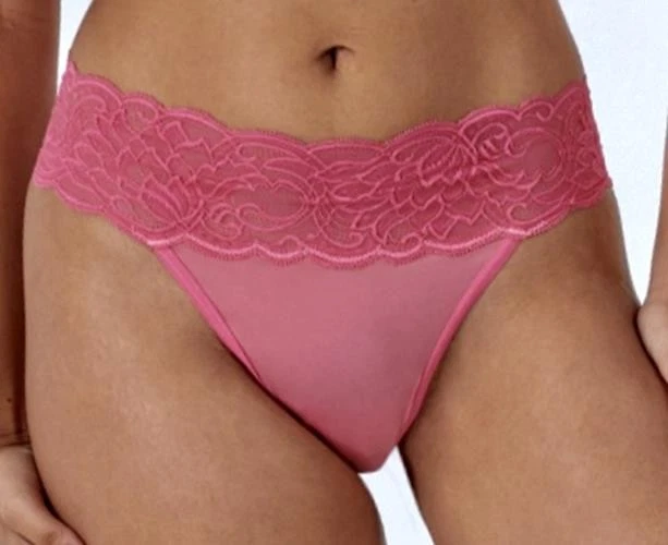 Maidenform Must Haves Luxurious Lace thong panty Med/6 DMESLT Pink