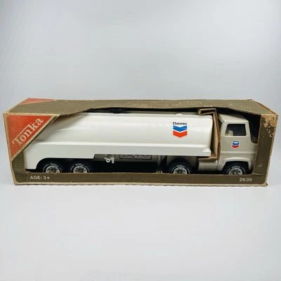 Semirremolque cisterna Tonka Toys Chevron 1977 vintage 8 ruedas carrocería de cabina de acero Foto 1 de 4