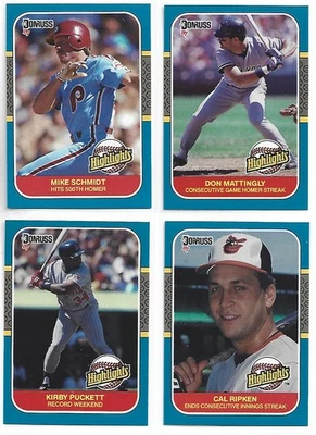 1987 Donruss Highlights Baseball Complete Set 1-56-Schmidt/Ripken/Puckett - Image 1 of 2