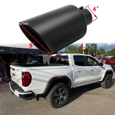 Punta trasera de escape de acero inoxidable de 4" entrada 8" salida 15" largo para GMC Canyon 2004-20 Foto 1 de 4