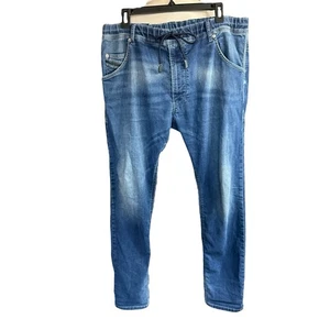 DIESEL Krooley-Ne Stretch 0674Y Jogg Jeans Men's W36 Blue Zip Stretch Sweatpants - Picture 1 of 18