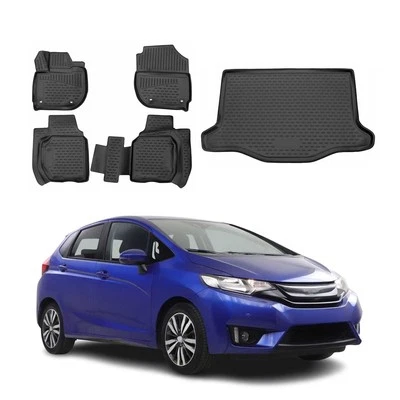 Custom Floor Mats & Cargo Liners for Honda Fit 2015-2020 Black 5 Pcs - Image 1 of 4