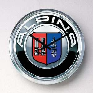 ALPINA Wanduhr Edelstahl lautlos Quarzwerk Mann Höhle Garage Auto   - Bild 1 von 12